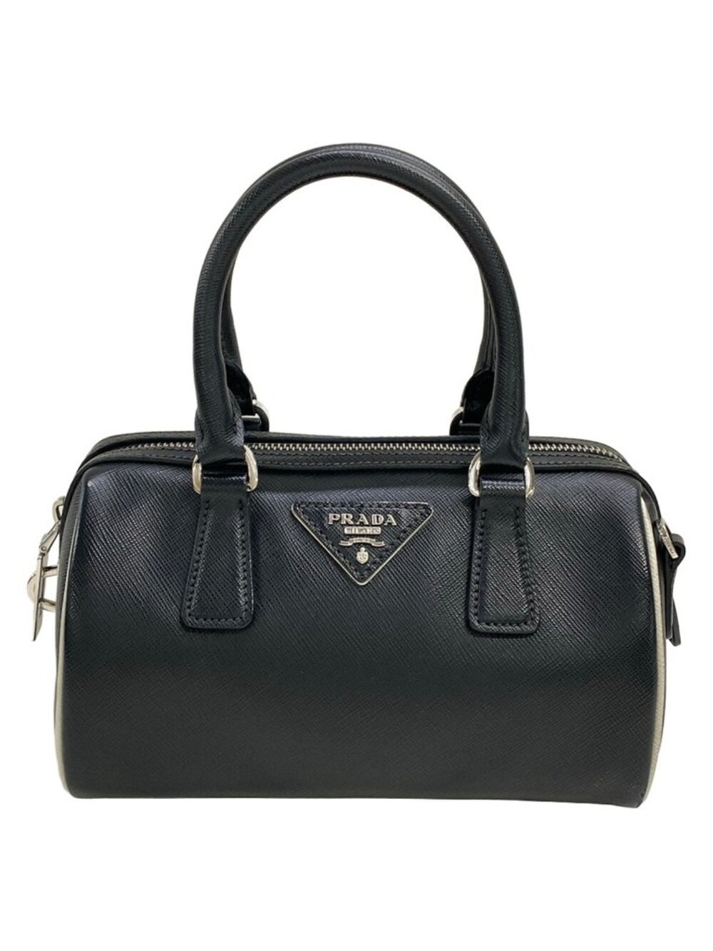 Prada Handbag Black White Leather
